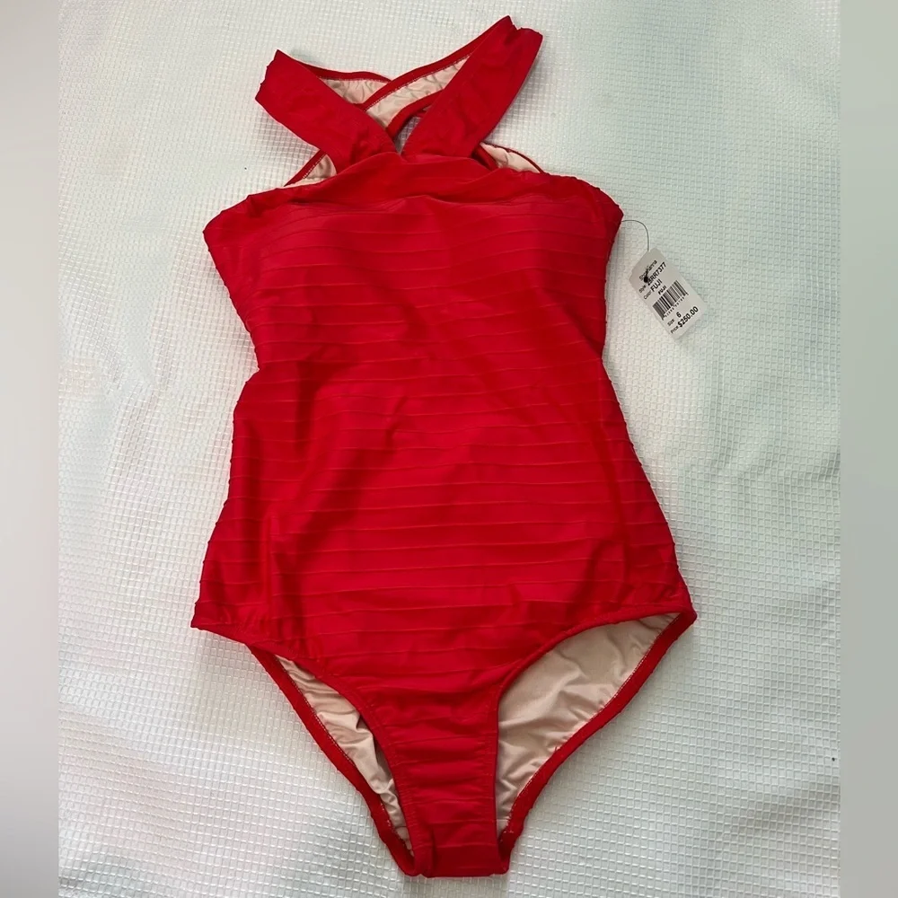 Shoshanna Textured Stripe One-Piece Swimsuit In Fuji Size 6 Resort Wear Vacation